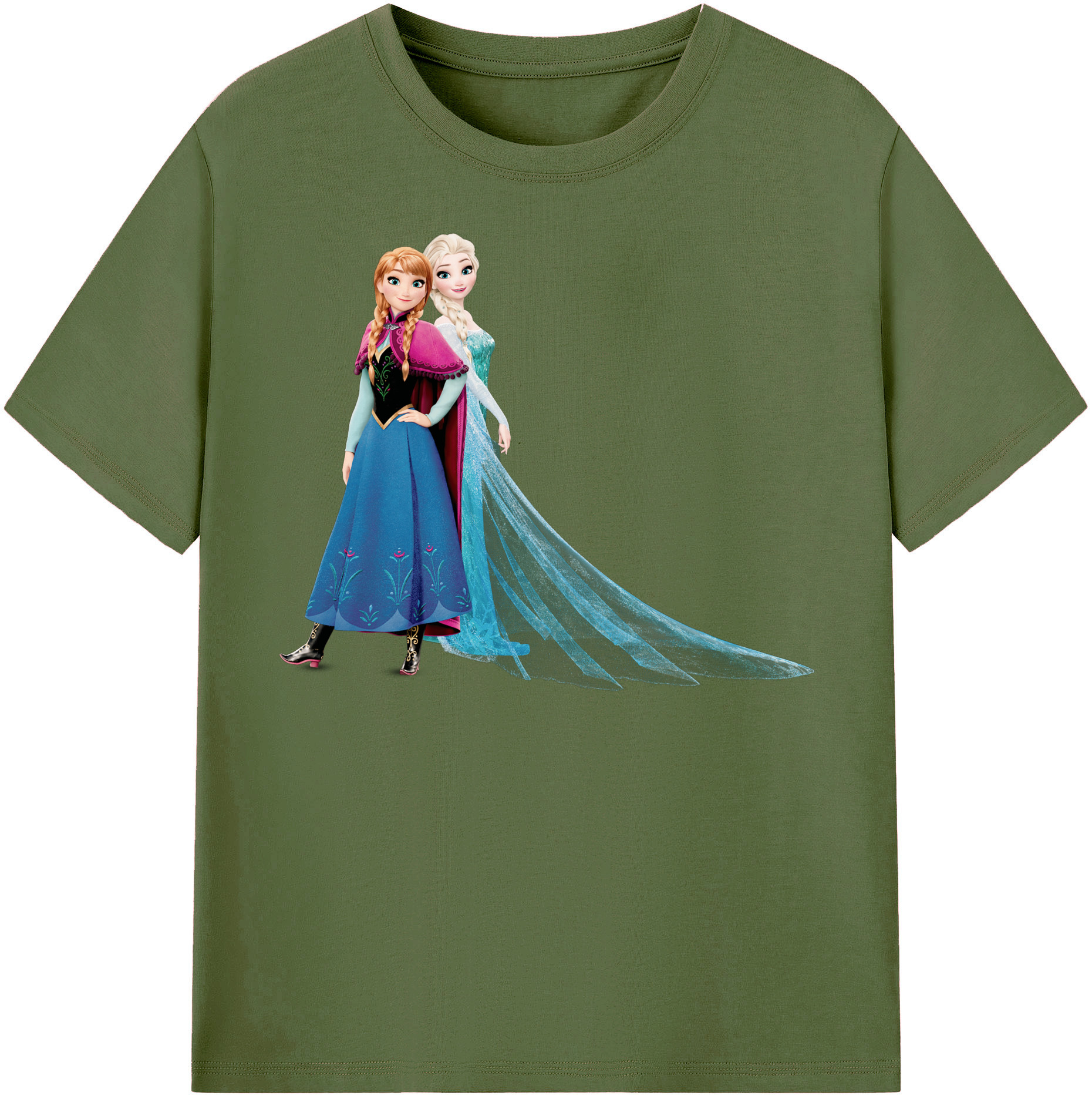 （画像用） アナと雪の女王 アンナ エルサ Frozen Anna Elsa 綿100％半袖Tシャツ（フロントプリント）